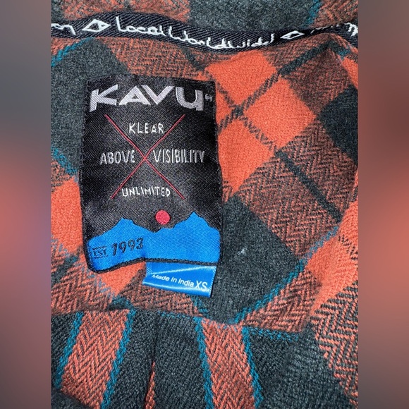 KAVU Plaid Flannel Shirt XS Red Black San Juan Island Brewing Co. Cotton - Picture 10 of 12